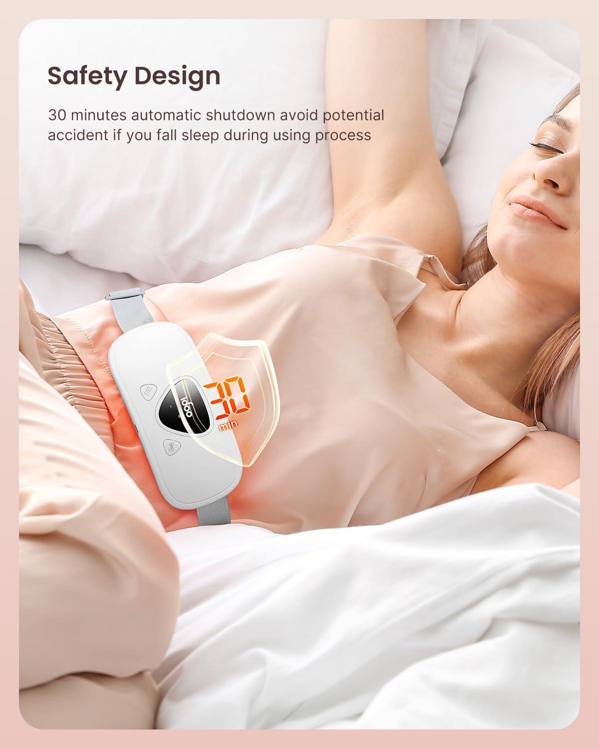 imageiDOO Portable Heating Pad for Period Cramps FSA Eligible Items Only List Cramps Heat Pad Women Cordless Heating Pad for Back Pain Relief Gifts for Girlfriend Mom Wife WomenPure White