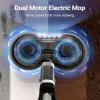 imageiDOO Electric Mop Floor Scrubber Electric Spin with LED Headlight Rechargeable Dust Cordless DualMotor Spray Mop for Hardwood Floor Clean up to 2350 ft 46dB Quiet Gray4 PadsWhite
