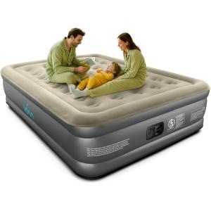 imageiDOO Air Mattress Queen with Built in Pump Blow up Mattress Inflatable Mattress Queen Size for Guests Home Camping 3 Mins InflationDeflation Upgraded Colchones Inflables Comfort Air BedGrey White