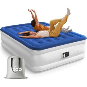 imageiDOO Air Mattress Queen with Built in Pump Blow up Mattress Inflatable Mattress Queen Size for Guests Home Camping 3 Mins InflationDeflation Upgraded Colchones Inflables Comfort Air BedBlue