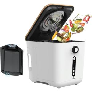 imageiDOO Electric Composter Kitchen 3L Countertop Compost Bin Odorless Compost Machine Waste Disposal System Use for Kitchen Garden ampamp Outdoor Turns Waste into Fertilizer White