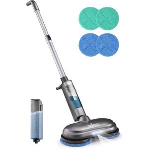 imageiDOO Electric Mop Floor Scrubber Electric Spin with LED Headlight Rechargeable Dust Cordless DualMotor Spray Mop for Hardwood Floor Clean up to 2350 ft 46dB Quiet Gray4 PadsGray