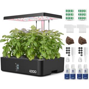 imageiDOO Hydroponics Growing System Kit 12Pods Christmas Gifts for Women Mom Herb Garden Indoor with LED Grow Light for Home Builtin Fan AutoTimer Adjustable Height Up to 113quot 12Pods WiFiBlackBlack
