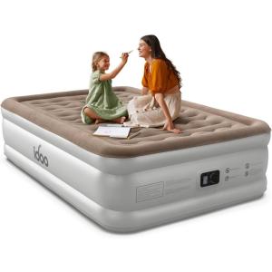 imageiDOO Air Mattress Full with Built in Pump Upgraded Blow up Mattress Full Inflatable Mattress in 3Min Comfortable Flocked Top Airbed with Carry Bag for Home Camping and Guest Colchon Inflable
