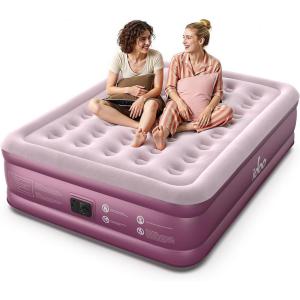 imageiDOO Air Mattress Queen with Built in Pump Blow up Mattress 18 Raised Inflatable Mattress for Home Camping and Guest Bed Upgraded Comfort Surface Air Bed Queen Size Colchones Inflables Pink