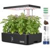 imageiDOO Hydroponics Growing System Kit 12Pods Indoor Herb Garden System with LED Grow Light Builtin Fan AutoTimer Adjustable Height Up to 113quot for Home School for Women MomBlack
