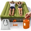 image:imageiDOO Portable Camping Essentials Mattress 10 Queen Air Mattress with Cordless Rechargeable Pump 2in1 Fast Inflation Builtin LED Light USB Charging Retractable Camping Cot Sleeping PadGreen With Rechargeable Cordless Pump