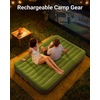 image:imageiDOO Portable Camping Essentials Mattress 10 Queen Air Mattress with Cordless Rechargeable Pump 2in1 Fast Inflation Builtin LED Light USB Charging Retractable Camping Cot Sleeping PadGreen With Rechargeable Cordless Pump